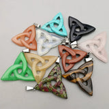 6pcs Natural Stone Carved Hollow Triangle Pendants for Necklace Making