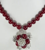 Red Jade Crystal Flower Necklace
