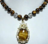 Natural Tiger Eye Jade Necklace + Pendant