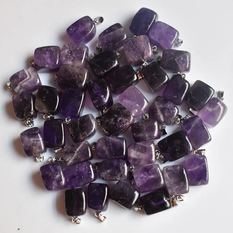 50pcs/lot Natural Stone Amethyst Irregular Charm Pendants