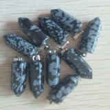20pcs/lot Natural Snow Stone Hexagonal Pillar Pendants