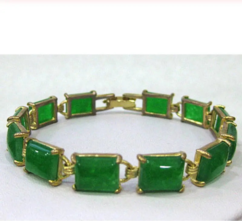 Jade Beads Cuff Bangle Bracelet 7.5 inch