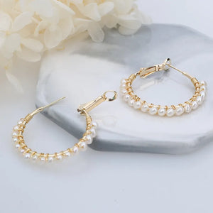 Yellow Plated Freshwater Pearl Earrings for Lady