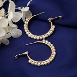 Yellow Plated Freshwater Pearl Earrings for Lady