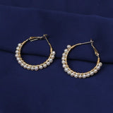Yellow Plated Freshwater Pearl Earrings for Lady