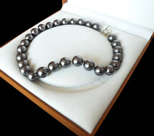 AAA+ 12mm Dark Gray South Sea Shell Pearl Necklace