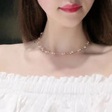 Double Row Pearl Choker Necklace for Wedding