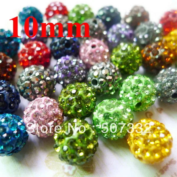 Mixed Colour 10mm Beads Christmas Ornaments Clay Crystal Finding Ball Beads