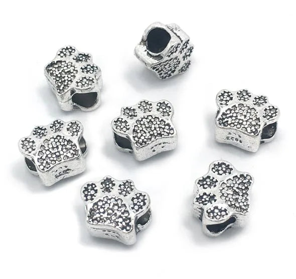 50pcs 11mm Antique Silver Bear's Paw Beads for Bracelet Necklace DIY