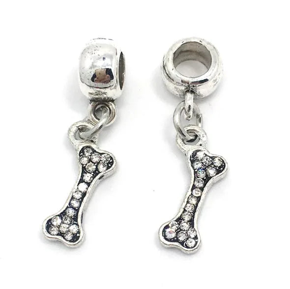 50pcs Bone Rhinestone Pendant Beads for European Bracelet DIY