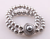 Grey Pearl Double Row Bracelet with Metal Button