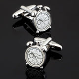 Clock Cufflinks Silver Tone Men's Shirt Cufflinks