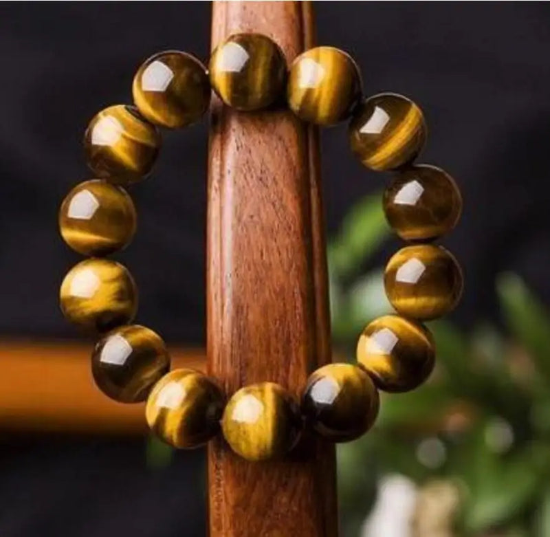 Natural 10mm Tiger's Eye Beads Bracelet Bangle 7.5''