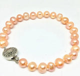 Natural 8-9mm Pink Freshwater Pearl Bracelet 7.5 inch