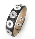 5 Metal Button Charm Leather Bracelet DIY Jewelry