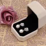 Romantic Rose Sterling Silver Flower Wedding Jewelry with Natural Pearl