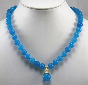 8mm Jade Necklace with 14mm Pendant Necklace