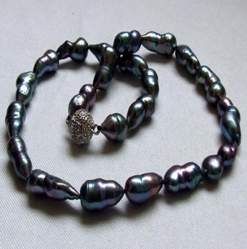 Strond Luster Pearl Twins Bib Necklace 13-25mm Round Rhineston