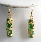 Green Jade Dragon Earrings - Unique Design