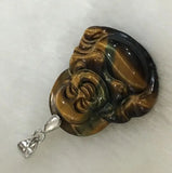 Natural Tiger Eye Stone Buddha Pendant Lucky Charm