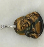 Natural Tiger Eye Stone Buddha Pendant Lucky Charm