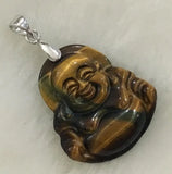 Natural Tiger Eye Stone Buddha Pendant Lucky Charm