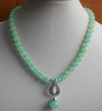 Elegant 8mm Jade Necklace with 12mm Pendant Jewelry