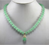 Light Green Jade Necklace with Pendant Set