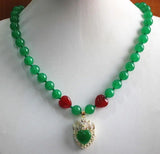 Green Jade Necklace with Crystal Pendant