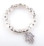 Women Square Beads Fatima's Hand Charm Pendant Bracelet