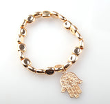 Women Square Beads Fatima's Hand Charm Pendant Bracelet