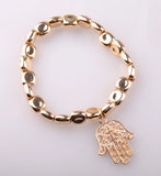 Women Square Beads Fatima's Hand Charm Pendant Bracelet