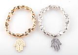 Women Square Beads Fatima's Hand Charm Pendant Bracelet