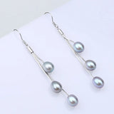 Grape Anti Allergy Solid S925 Freshwater Pearl Long Earrings