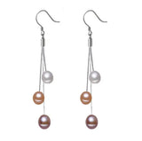 Grape Anti Allergy Solid S925 Freshwater Pearl Long Earrings