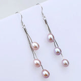 Grape Anti Allergy Solid S925 Freshwater Pearl Long Earrings