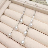 Grape Anti Allergy Solid S925 Freshwater Pearl Long Earrings