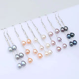 Grape Anti Allergy Solid S925 Freshwater Pearl Long Earrings