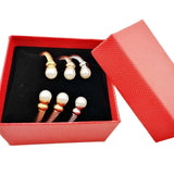 3pcs Freshwater Pearl Cable Bangle Bracelet Set