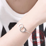 Sterling Silver Freedom Charm Handcuff Bracelet for Women