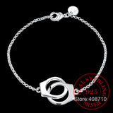 Sterling Silver Freedom Charm Handcuff Bracelet for Women