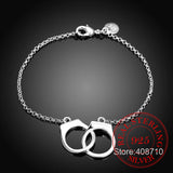 Sterling Silver Freedom Charm Handcuff Bracelet for Women