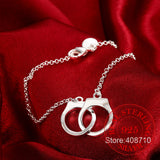 Sterling Silver Freedom Charm Handcuff Bracelet for Women