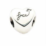 Love Heart Beads for Charm Bracelets Sterling Silver 925 DIY Jewelry