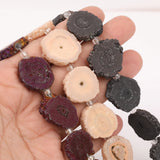 Sunflower Druzy Geode Agate Stone Beads Slice Slab Solar Druzy Pendant DIY