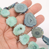 Sunflower Druzy Geode Agate Stone Beads Slice Slab Solar Druzy Pendant DIY