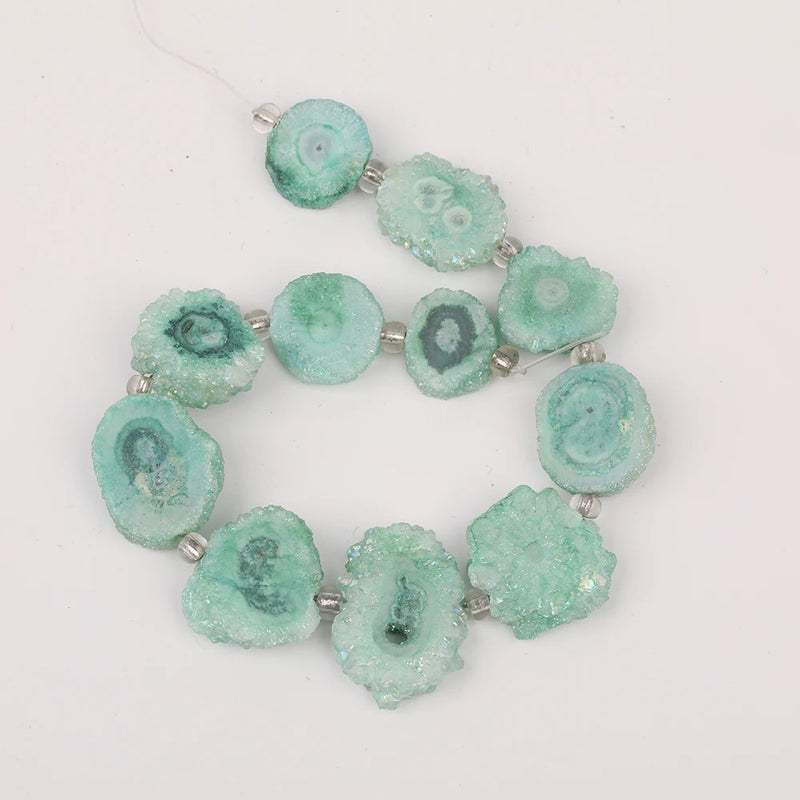 Sunflower Druzy Geode Agate Stone Beads Slice Slab Solar Druzy Pendant DIY