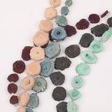 Sunflower Druzy Geode Agate Stone Beads Slice Slab Solar Druzy Pendant DIY