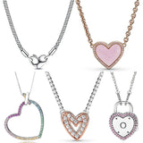 Sterling Silver Rainbow Heart Lock Promise Necklace
