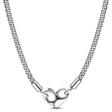 Rainbow Heart Lock Studded Chain Necklace 925 Silver